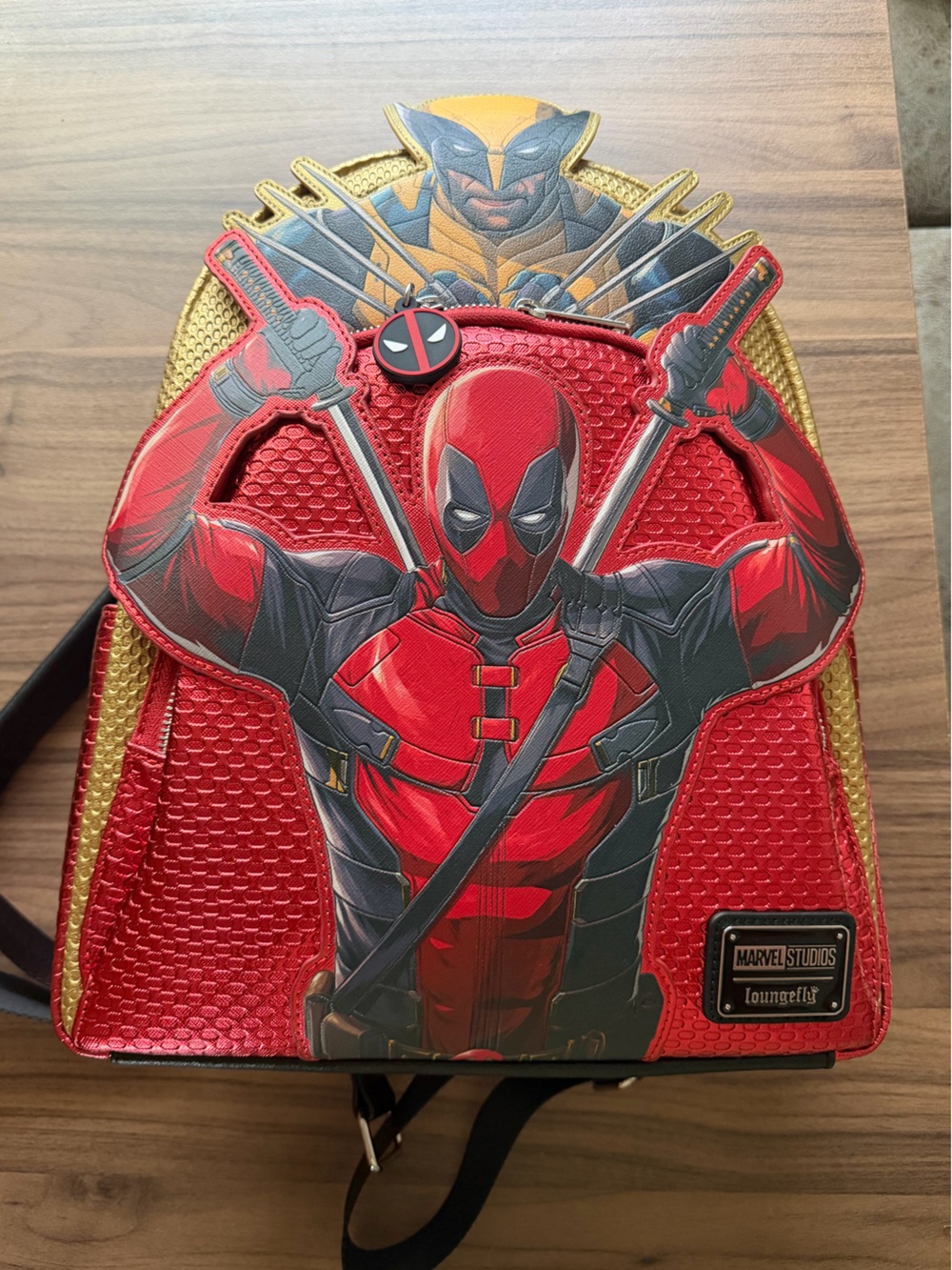Loungefly Marvel Deadpool & Wolverine Red Gold Backpack